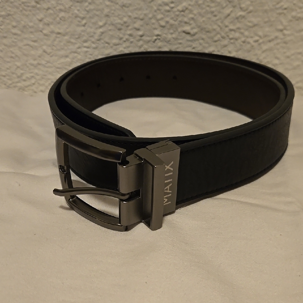 Men's Black/Brown Reversable Faux Leather Belt by Matix Sz 34-40